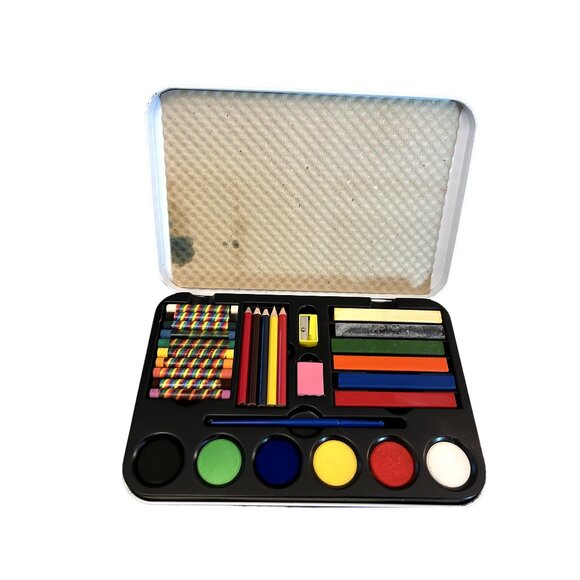 Reeves Colour Box Metal Children's Paint Art Activity Box Tin Pastels Pencils - Picture 3 of 3